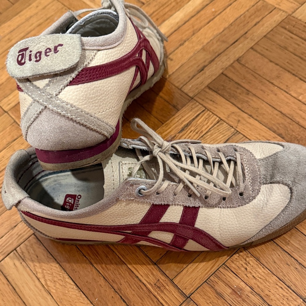 Onitsuka Tiger by Asics Cream and Burgundy Athletic Shoes - Picture 6 of 6